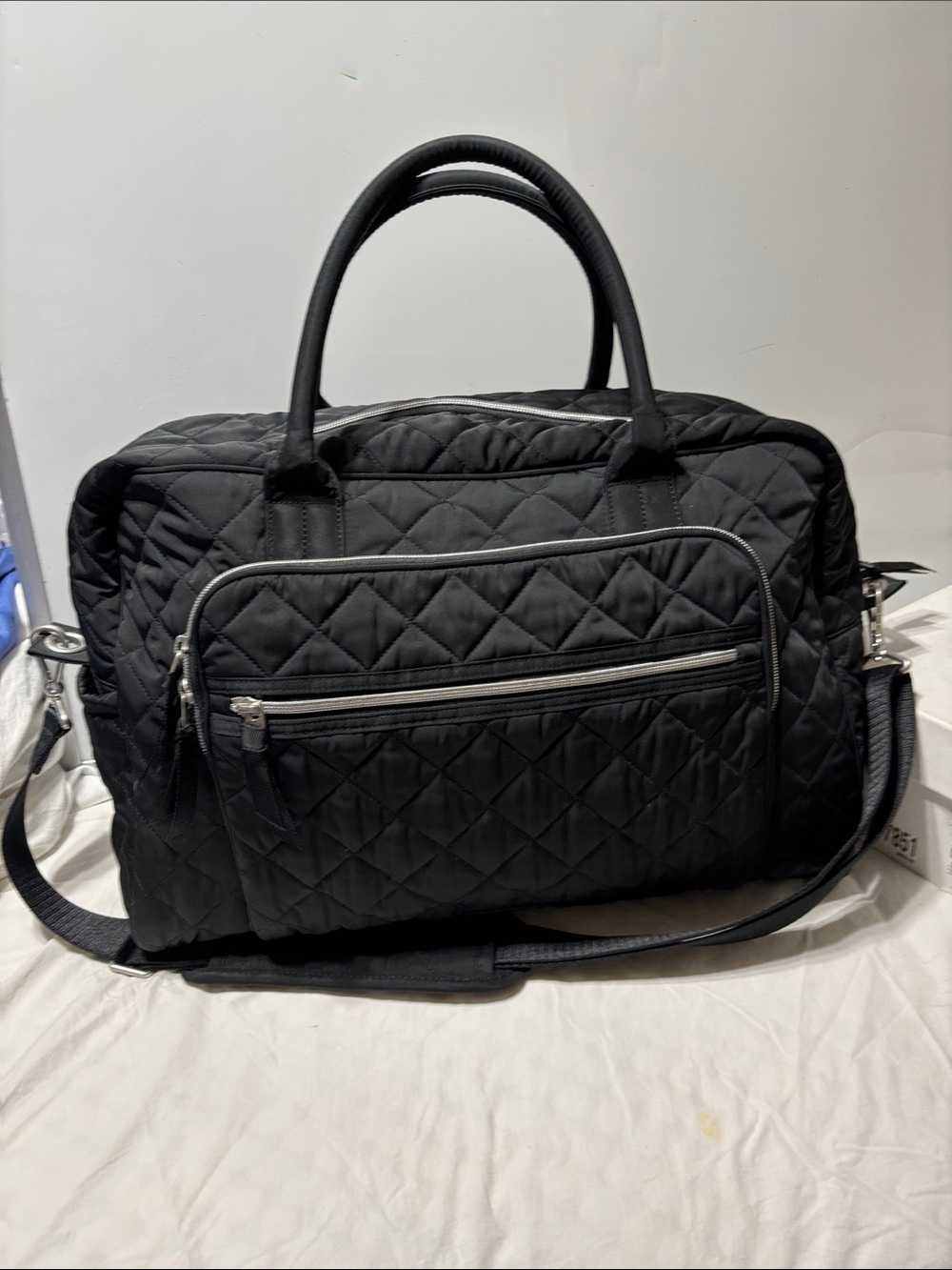 Vera Bradley Black Floral Travel Bag - black $ Pink & Cream Accents inside.